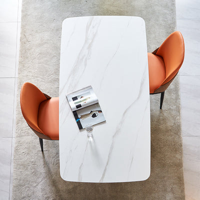 Liguria Rectangular White Slate Dining Table 62.99"D