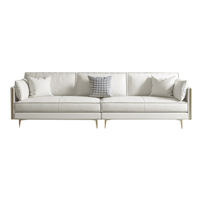 Palau Beige Three-Seat Leather Sofa 70''