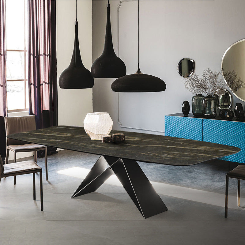 Cervia Black and White Slate Dining Table 62.99"D