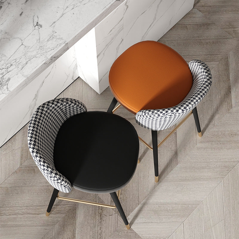 Foggia Black Leather Bar Stool 29.53"D