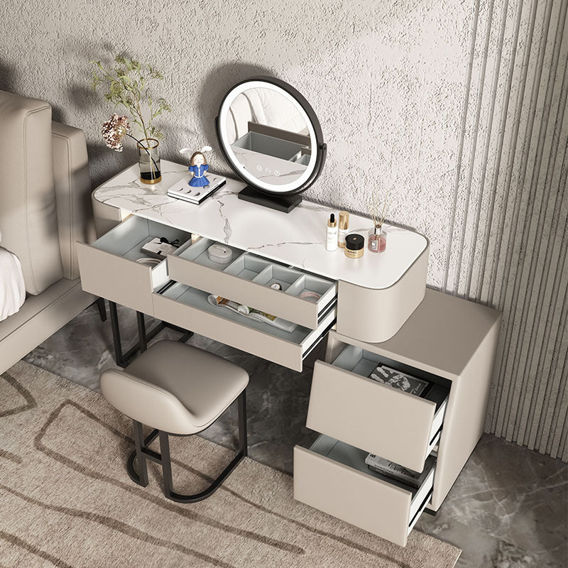 Gallarate Grey+Gold Slate Makeup Vanity 39.37"D+14.96"D