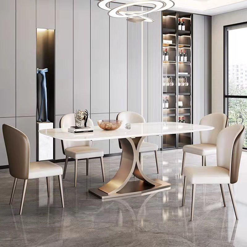 Liguria White Slate Dining Table 62.99"