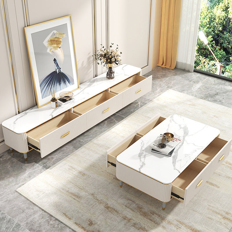 Saronno Beige and White Slate TV Stand 78.74"D 