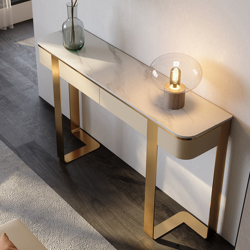 Iglesias White and Gold Slate Console Table 47.24"D