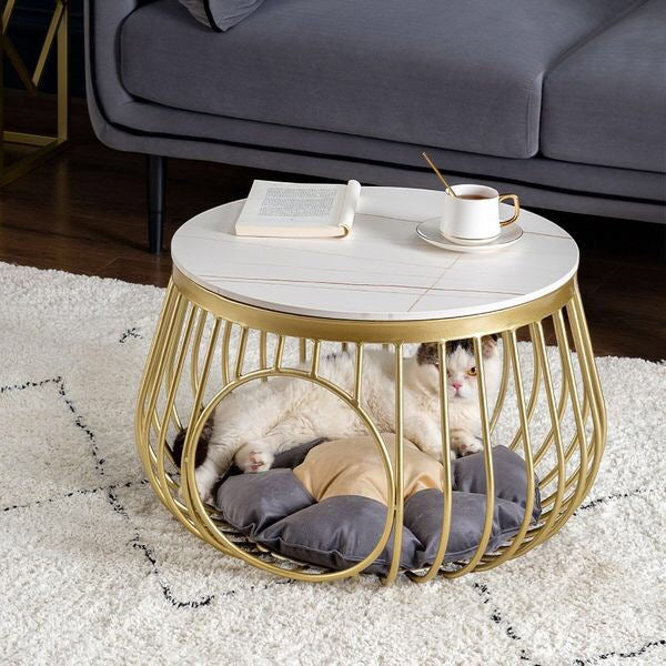 Elba Tempered Glass Pet Table 21.65"D
