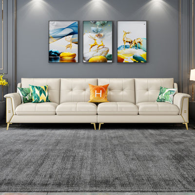 Forli Beige Microfiber Leather Sectionals 64.96"