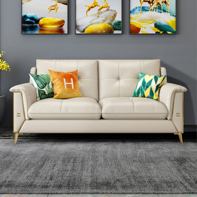 Forli Beige Microfiber Leather Sectionals 64.96"