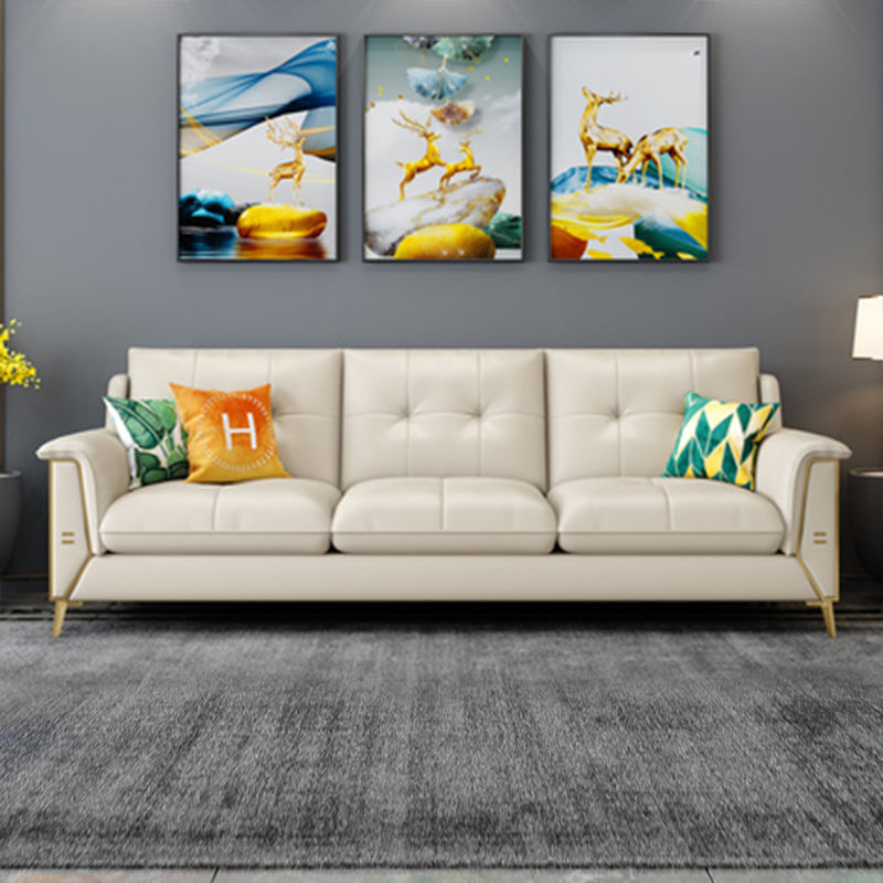 Forli Beige Microfiber Leather Sectionals 64.96"