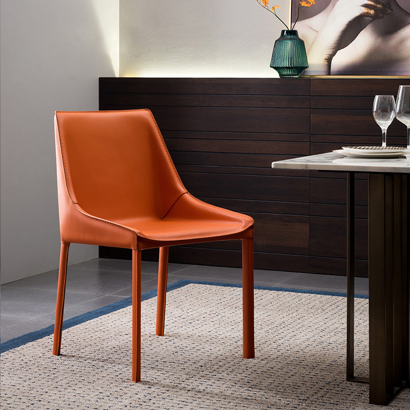 Oristano Orange Leather Dining Chairs 20.07"D (with 2 chairs)