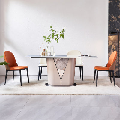Liguria Rectangular White Slate Dining Table 62.99"D