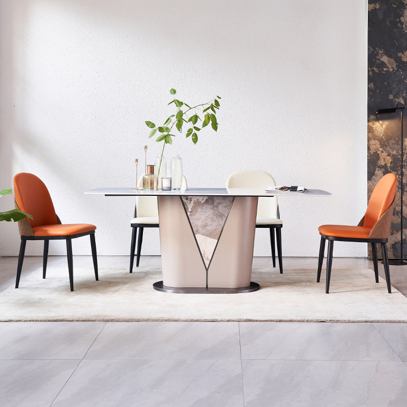 Liguria Rectangular White Slate Dining Table 62.99"D
