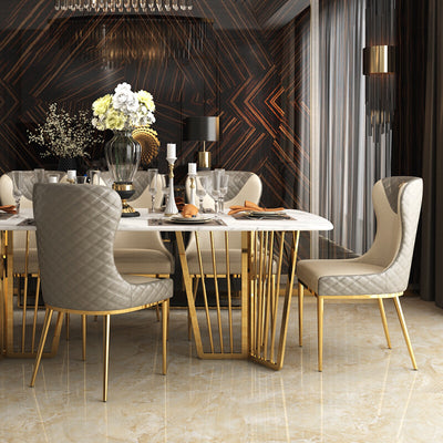 Bologna Beige PU Leather Dining Chair 18.50"D (with 2 chairs)