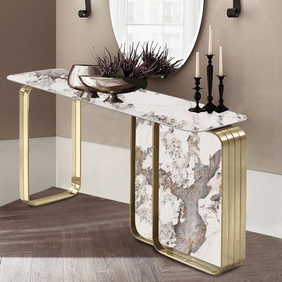 Lazio White Slate Console Table 59.06"