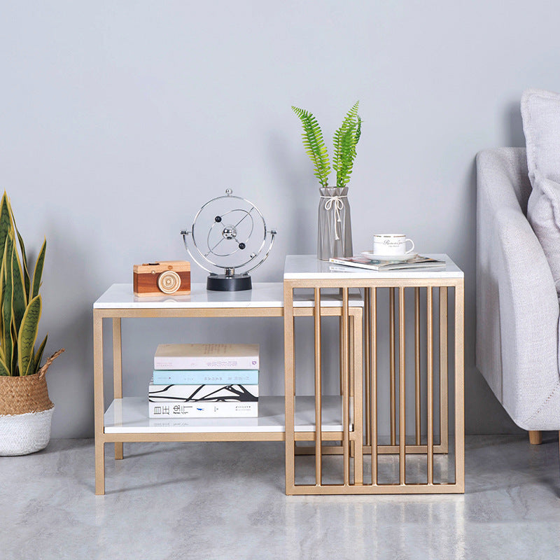 Altamura White Marble Side Tables 15.74"D+23.62"D