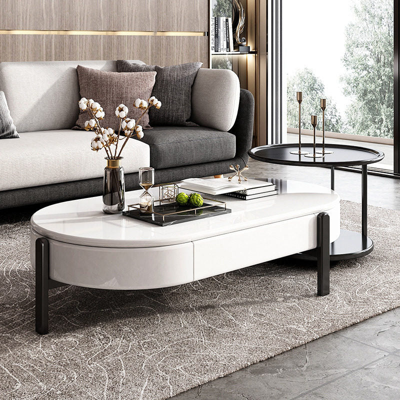 Segrate White and Black MDF Coffee Table 51.18"D+23.26"D