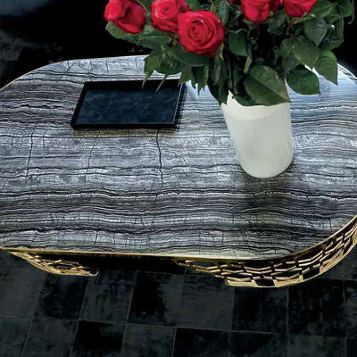 Bergamo Black+Gold Marble Coffee Table 51.18"D