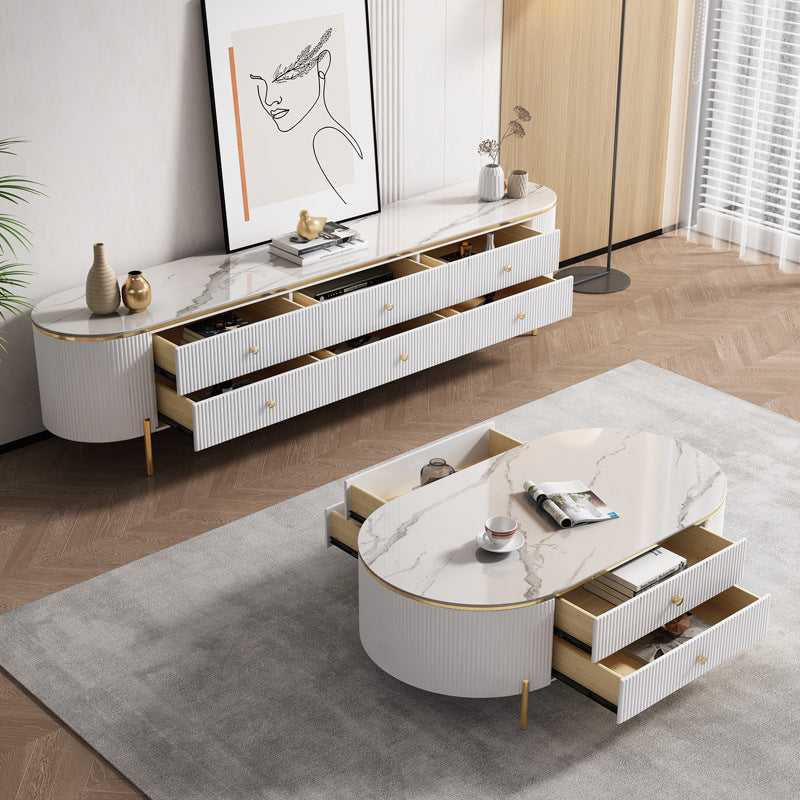 Saronno White Slate TV Stand 78.74"D 