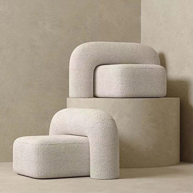 Palerm White Sherpa Lamb Velvet Sofa Chair 26.77"D