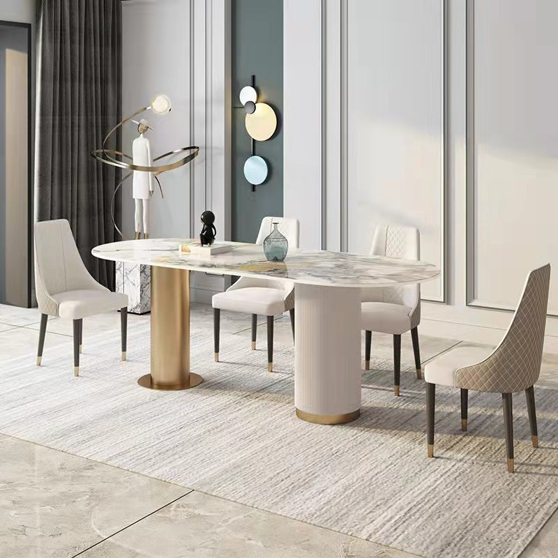 Liguria Round White Slate Dining Table 62.99"D