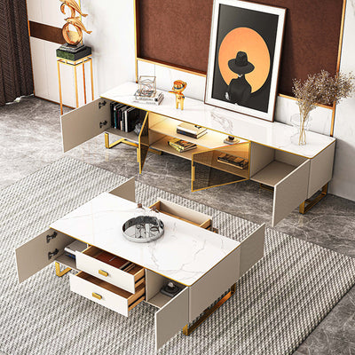 Saronno Beige and Tan Slate TV Stand 78.74"D 