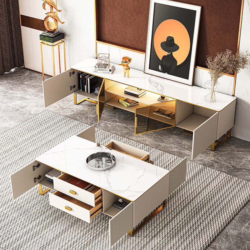 Saronno Beige and Tan Slate TV Stand 78.74"D 