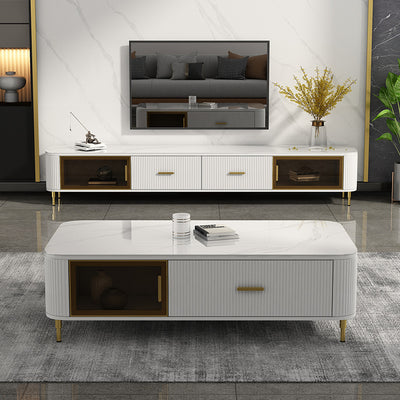 Saronno Beige and Tan Slate TV Stand 78.74"D 