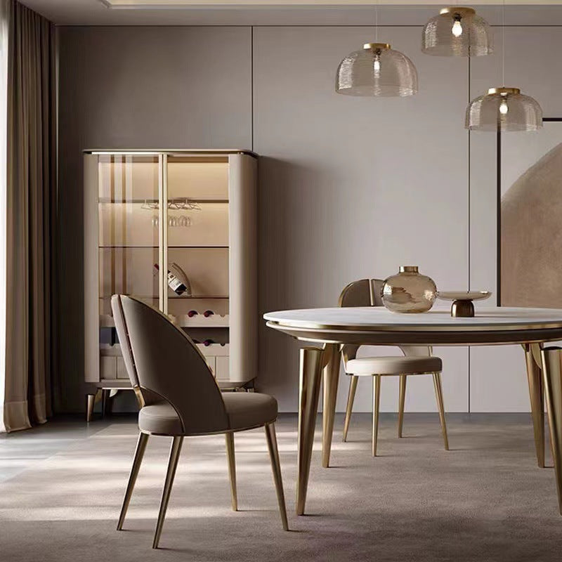 Liguria Itlian White+Gold Slate Dining Table 51.18"D