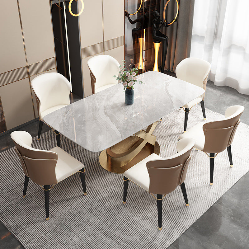 Bergamo White+Gold X Shaped Base Dining Table 62.99"D