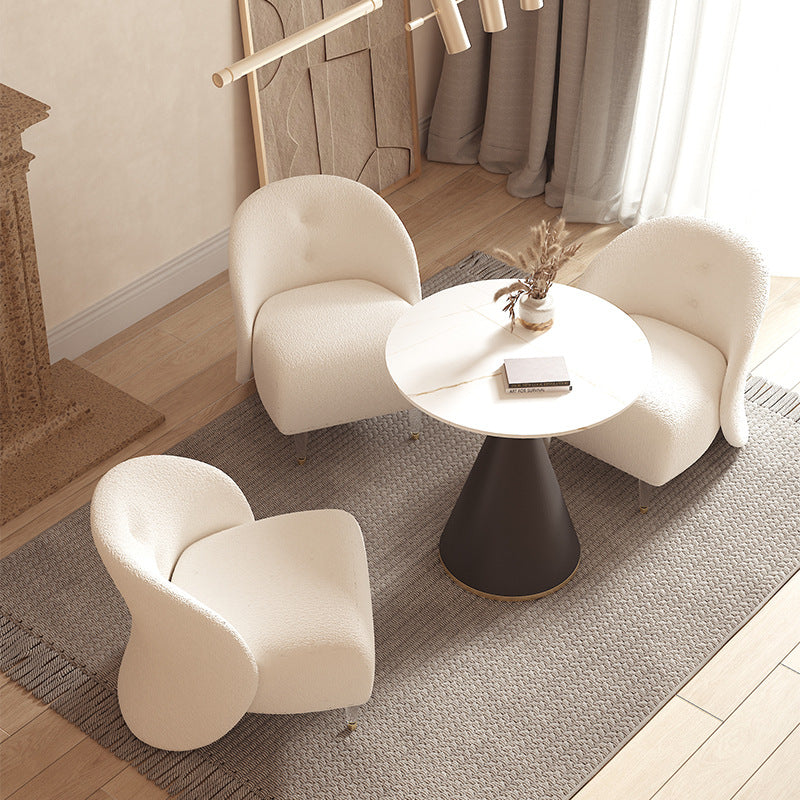 Vibo Valentia White Berer Fleece Lounge Chair 22.83"D