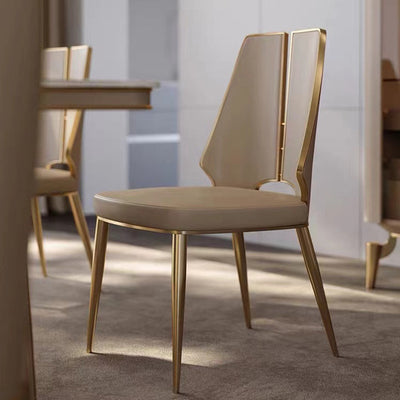 Lodi Champagne+Gold Leather Dining Chair 18.90"D (with 2 chairs)