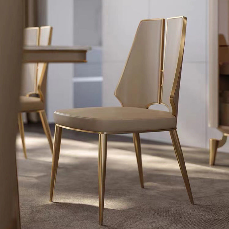 Lodi Champagne+Gold Leather Dining Chair 18.90"D (with 2 chairs)