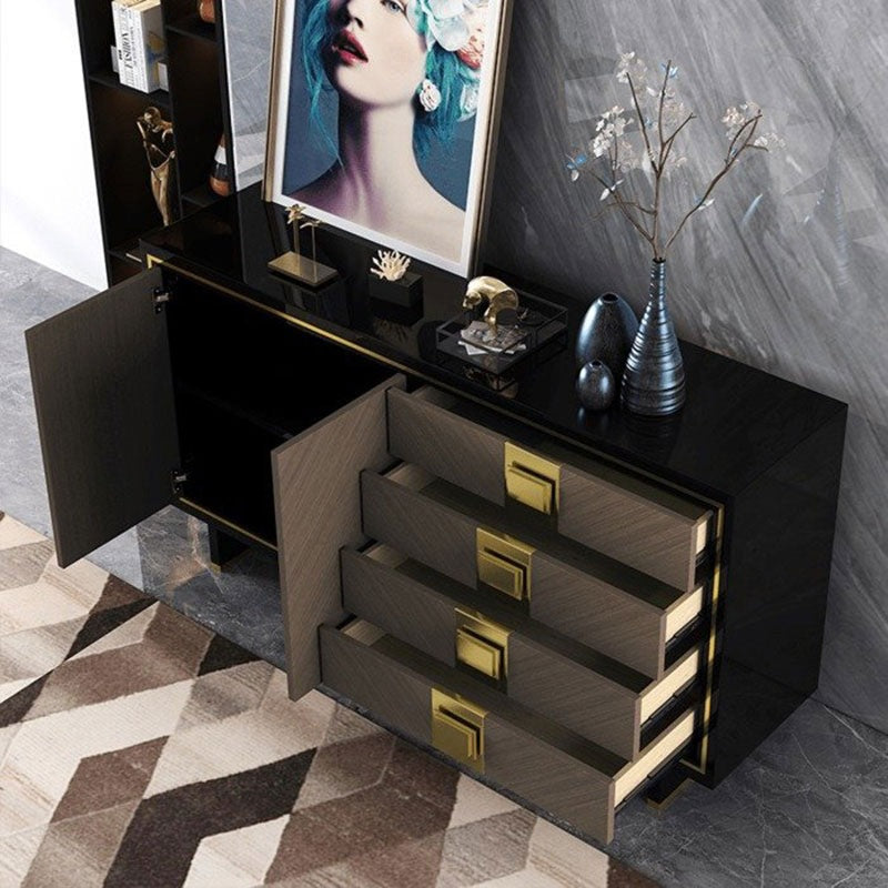 Frosinone Black and Grey Tempered Glass Sideboard 47.24"D
