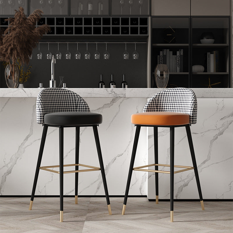 Foggia Black Leather Bar Stool 29.53"D