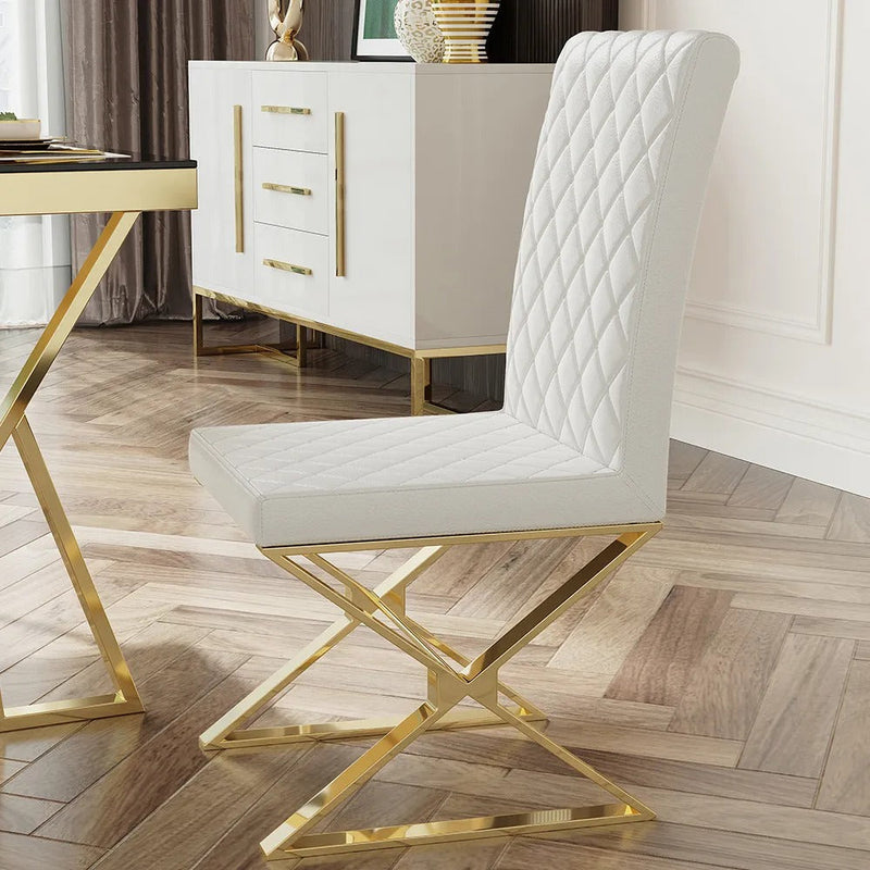 Lodi White Artificial Leather Plated Designer Chairs 36.22" (with 2 chairs)