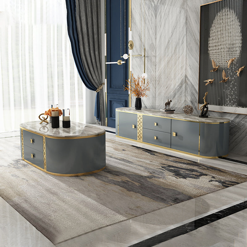 Arona Grey Marble TV Stand 78.74"D