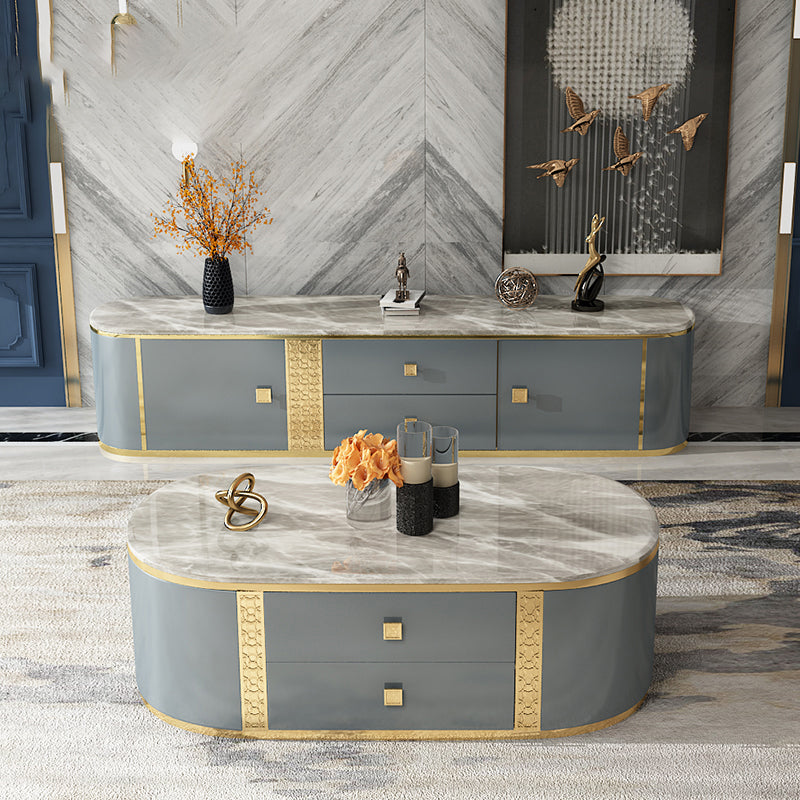Arona Grey Marble TV Stand 78.74"D