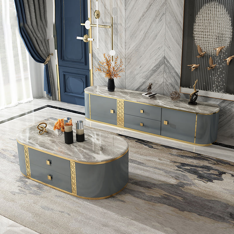 Arona Grey Marble TV Stand 78.74"D
