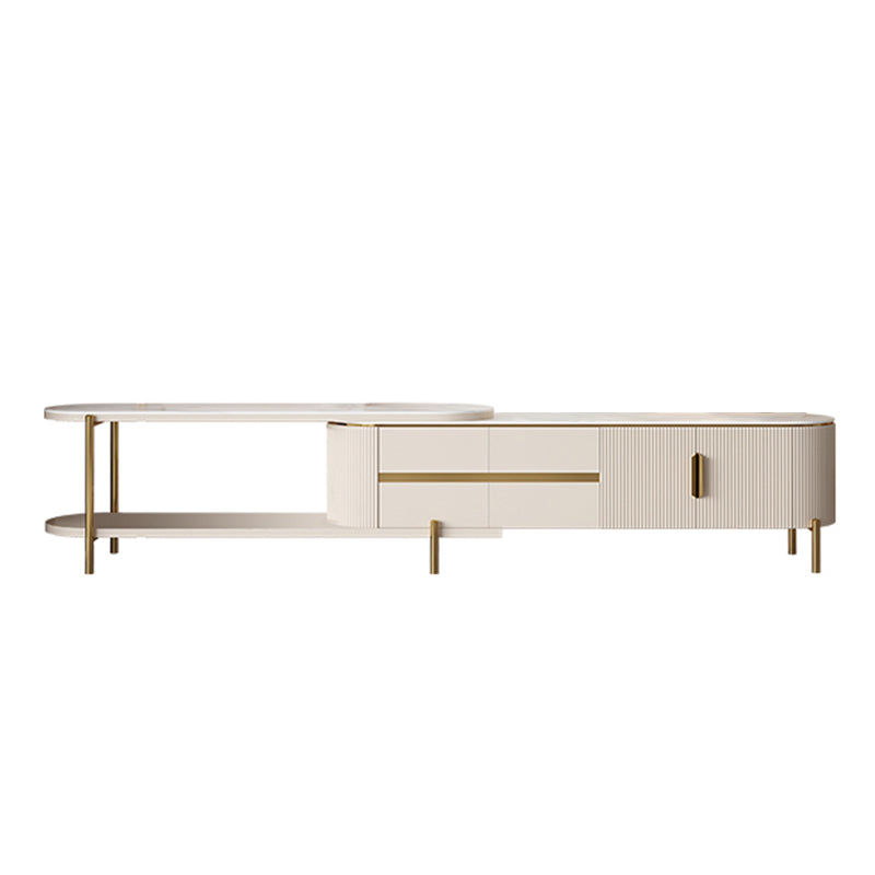 Battipaglia White Slate TV Stand 70.86"D-110.23"D