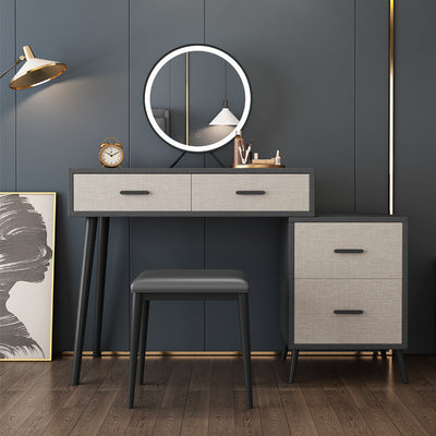 Noto White Solid Wood Makeup Vanity 39.37"D+18.89"D 