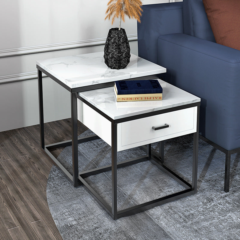 Altamura White Marble Side Tables 15.74"D+23.62"D