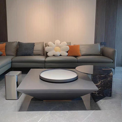 Bergamo Slate Coffee Tables 42.12''D+23.62''D