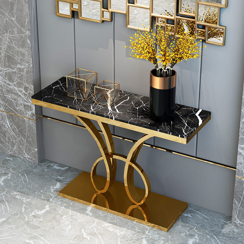 Iglesias Black and Gold Marble Console Table 59.06"D