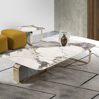 Lazio White Slate Rock Table 55.12"D