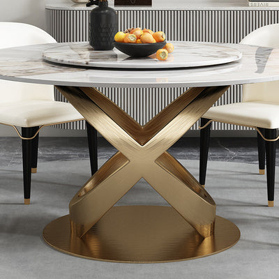 Liguria White+Gold Slate Dining Table 47.24"D
