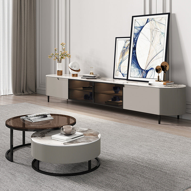 Battipaglia Grey+White Slate TV Stand 78.74"D