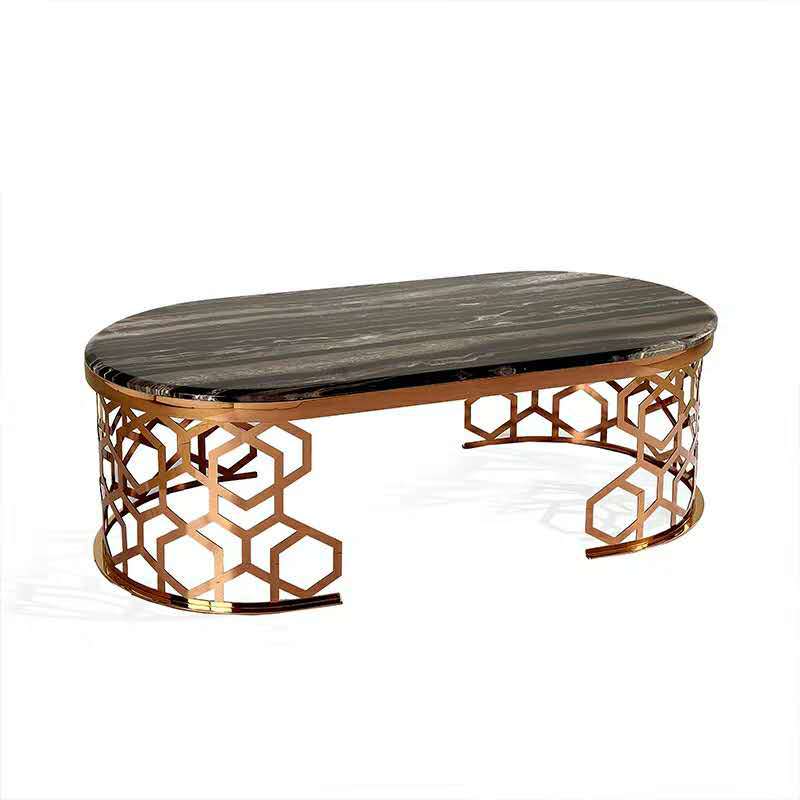 Bergamo Black+Gold Marble Coffee Table 51.18"D