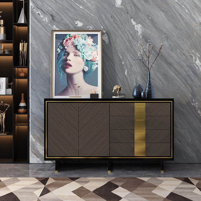 Frosinone Black and Grey Tempered Glass Sideboard 47.24"D
