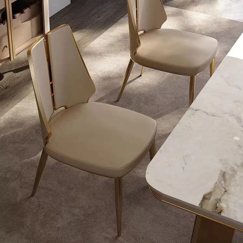 Lodi Champagne+Gold Leather Dining Chair 18.90"D (with 2 chairs)