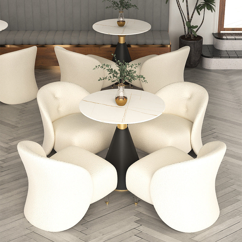Vibo Valentia White Berer Fleece Lounge Chair 22.83"D