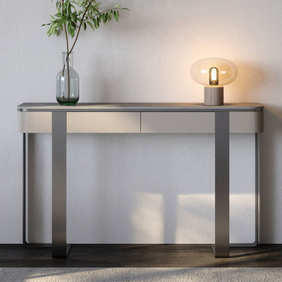 Iglesias White and Gold Slate Console Table 47.24"D